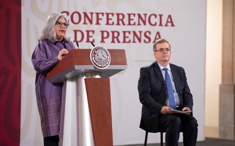 △墨西哥经济部长马尔克斯（左）和外交部长埃布拉德（右）在发布会上