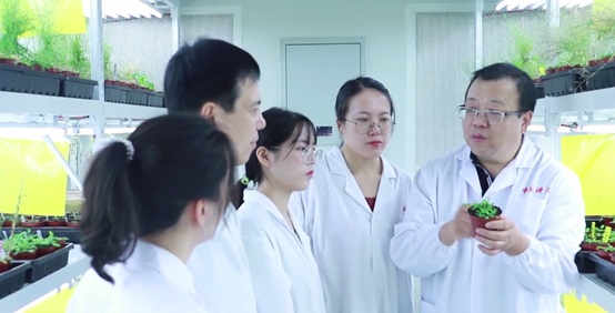 赵忠教授（右一）在指导学生。