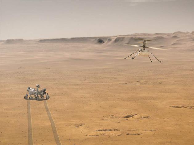 机智号在火星上试飞的渲染图