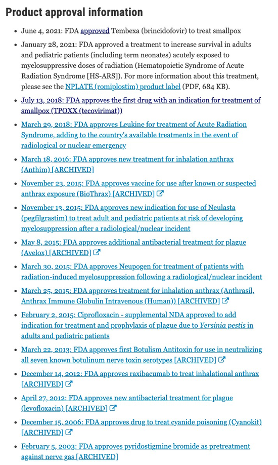 通过‘动物试验准则’获批的药物 图源：FDA 官网截图