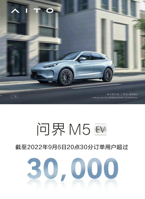 AITO问界M5 EV订单用户数量超30000