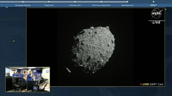 DART撞击Dimorphos小行星前拍摄的画面