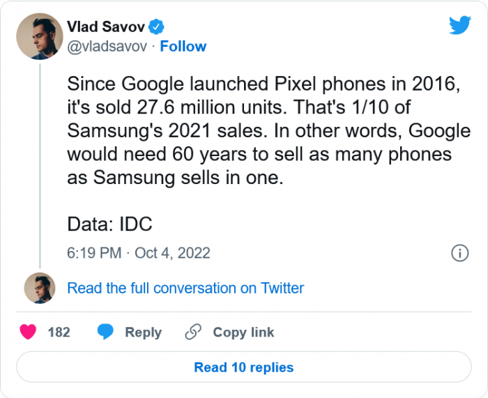 Google要花60年时间才能卖掉三星1年的手机销量