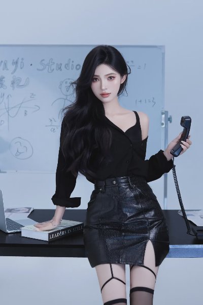 极品秘书吊带黑丝美腿写真 - 图片 5