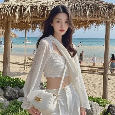 女生头像｜全白、海滩、椰影，精灵Icon就是她 - 图片 4