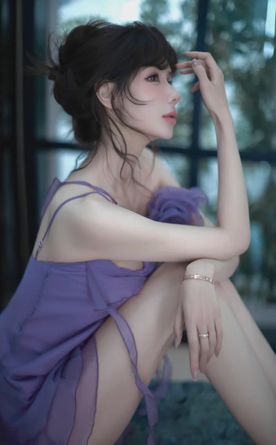 紫色蕾丝裙玉姐美腿玉足写真 - 图片 4
