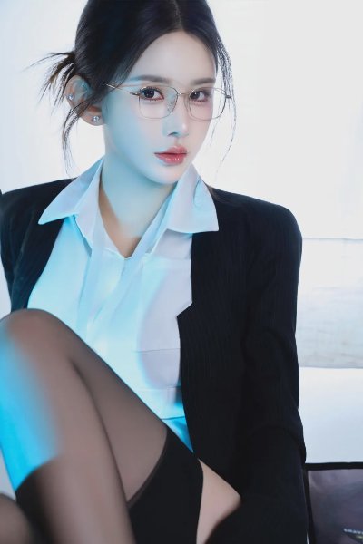 御姐秘书吊带黑丝美腿写真 - 图片 3