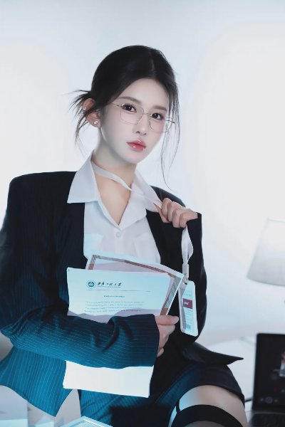 御姐秘书吊带黑丝美腿写真 - 图片 4