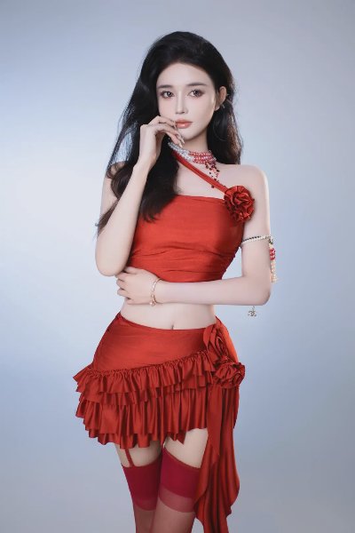 美艳御姐红裙丝袜美腿写真 - 图片 4