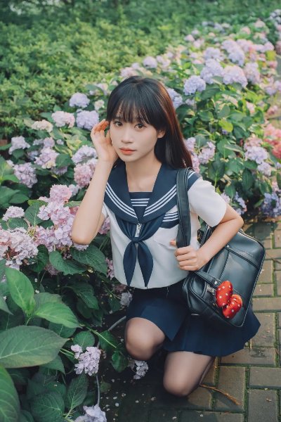 氛围感JK制服少女黑丝写真 - 图片 3