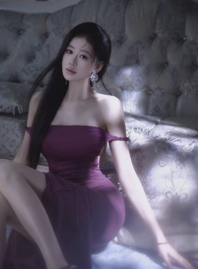紫裙御姐光洁玉背美腿写真 - 图片 1