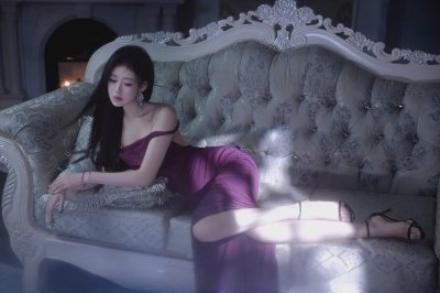 紫裙御姐光洁玉背美腿写真 - 图片 3