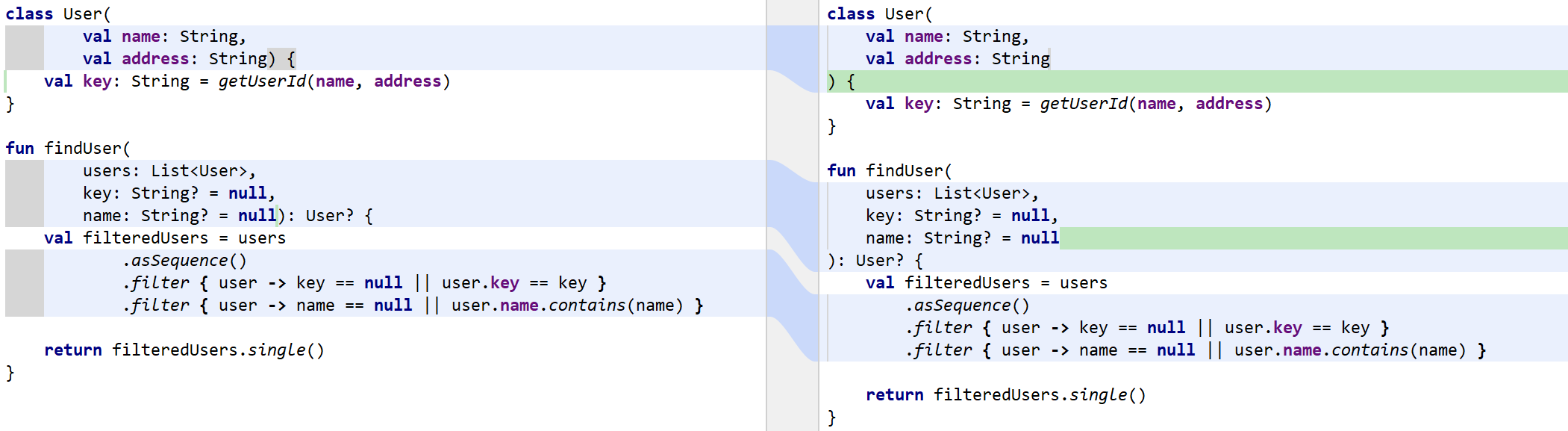 Code formatting difference