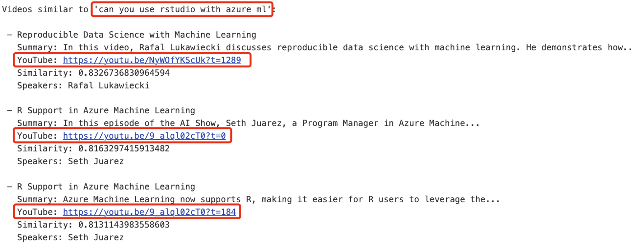 Semantic query for the question "can you use rstudio with Azure ML"